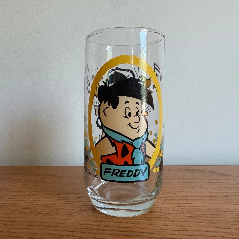 Vintage 1986‎ Pizza Hut The Flintstone Kids Freddy Glass Hanna-Barbera Promo